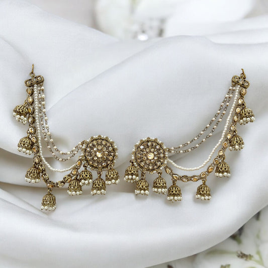 Ivory Payel Jhumkis with Kaanchain