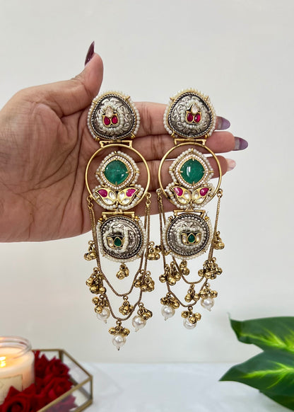 Rubina dual tone fusion dejhoor Kashmiri Earrings