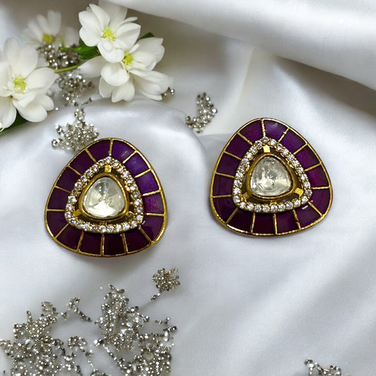 Purple Ira Kundan Jewellery set