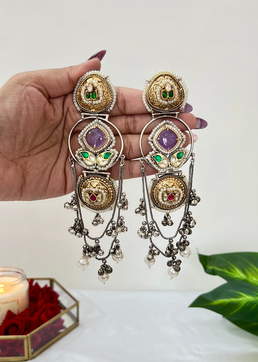 Rubina dual tone fusion dejhoor Kashmiri Earrings