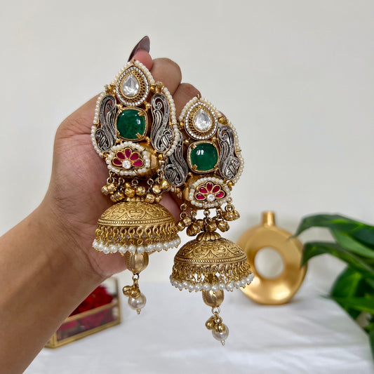 Sanjeeda Dual Tone Fusion Jhumkas