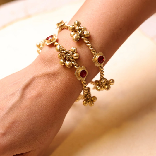 Chan Chan Multi Color Gold Plated Bangles Set (4 pieces)