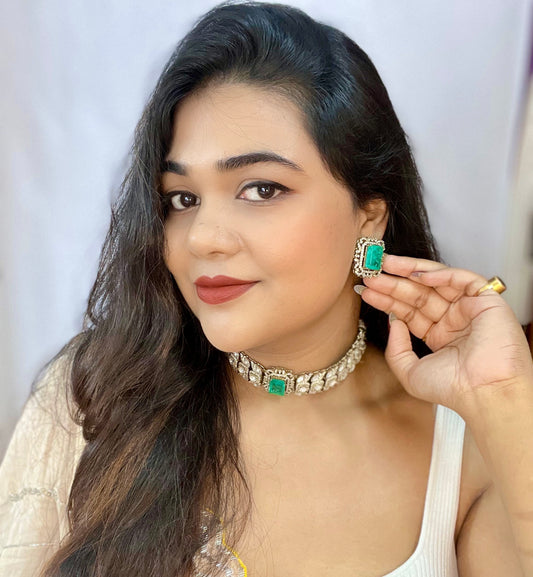 Naira Moissanite studded Kundan Choker Jewellery set