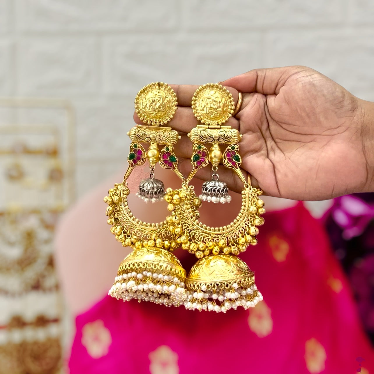 Ayantika Fushion Dual Tone Jhumkis