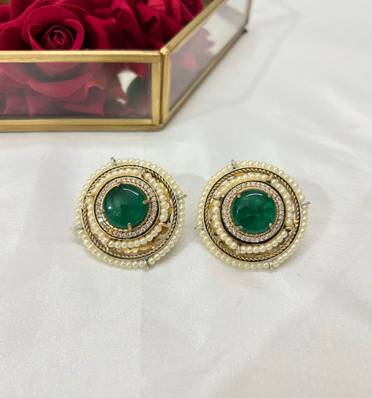 Devyani Gold Plated Stud Earring with Doublet Stone