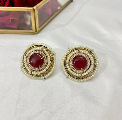 Devyani Gold Plated Stud Earring with Doublet Stone