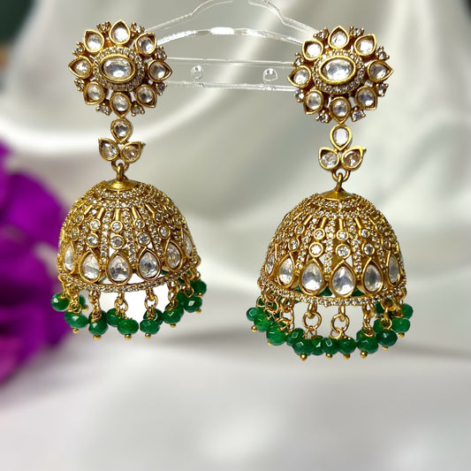 Sonakshi Gold Plated Moissanite Jhumkis