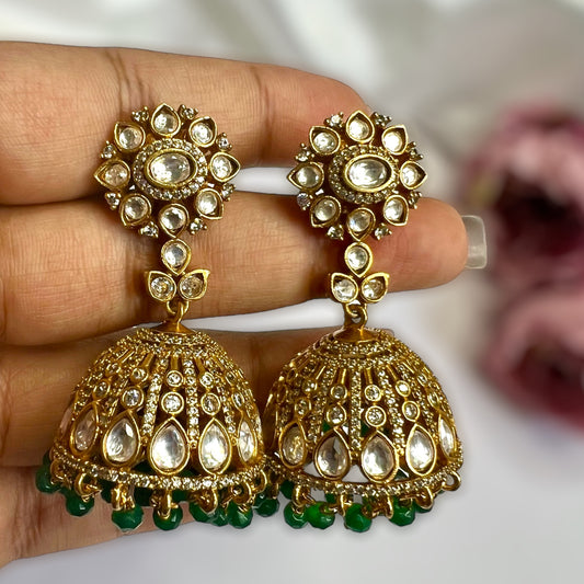 Sonakshi Gold Plated Moissanite Jhumkis