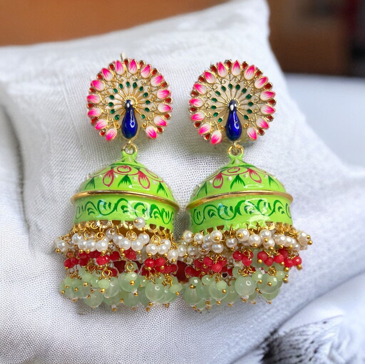 Aamara Peacock Meenakari Jhumka