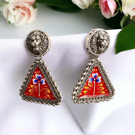 Sherni Oxidized Meenakari Earrings