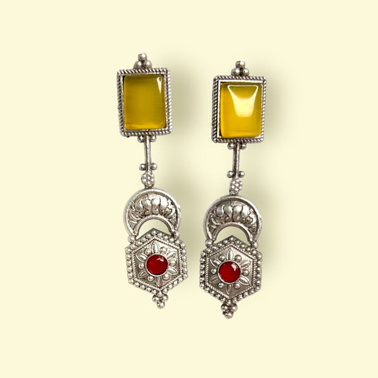 Kriti Oxidized Earrings (Yellow)