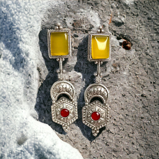 Kriti Oxidized Earrings (Yellow)