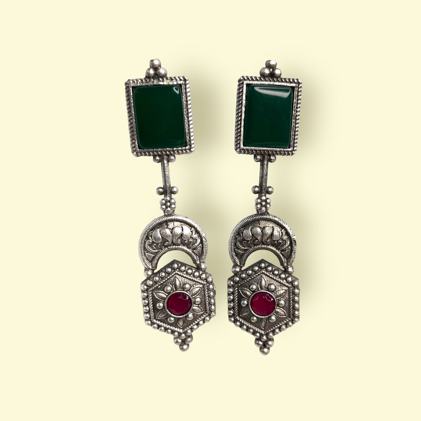 Kriti Oxidized Earrings (Green)