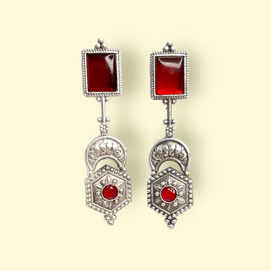 Kriti Oxidized Earrings (Red)