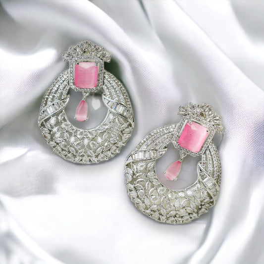 Kiara American Diamond Earrings (Blush Pink)