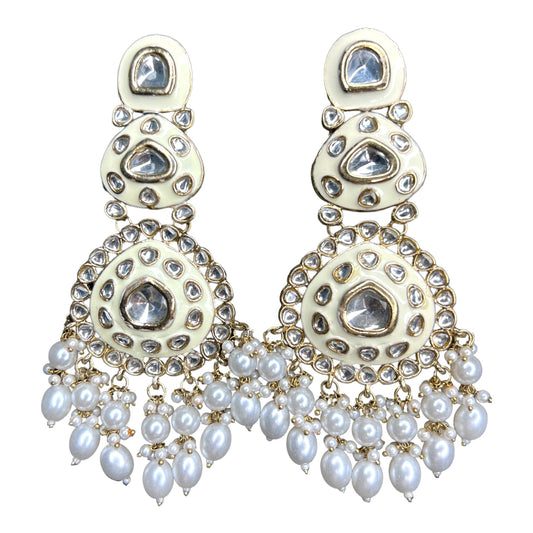 Maharani Kundan Earrings (White)