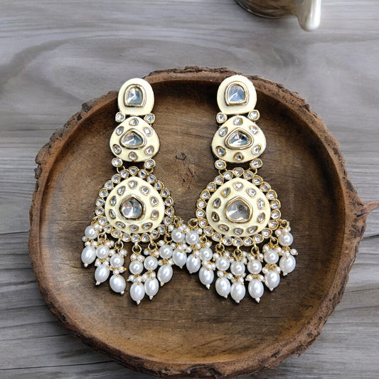 Maharani Kundan Earrings (White)