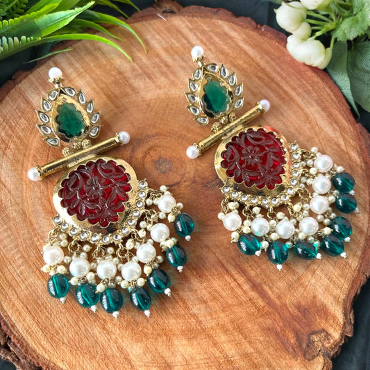 Rohini Earrings (Green-Red)