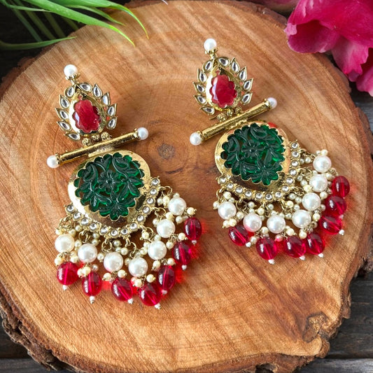 Rohini Earrings (Red-Green)