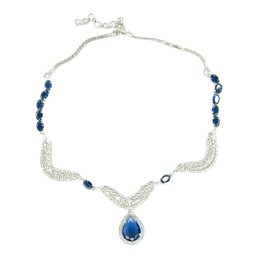 Aamara Siara American Diamond necklace with earrings (Blue)