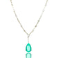 Bella American Diamond Necklace with Earrings (Mint Green)