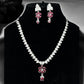 Daisy American Diamond Necklace Set (Red)
