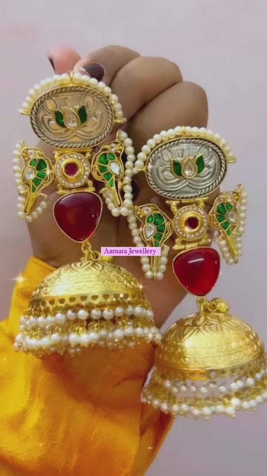 Radharani Fusion Dual Tone Silver look alike Jhumkas